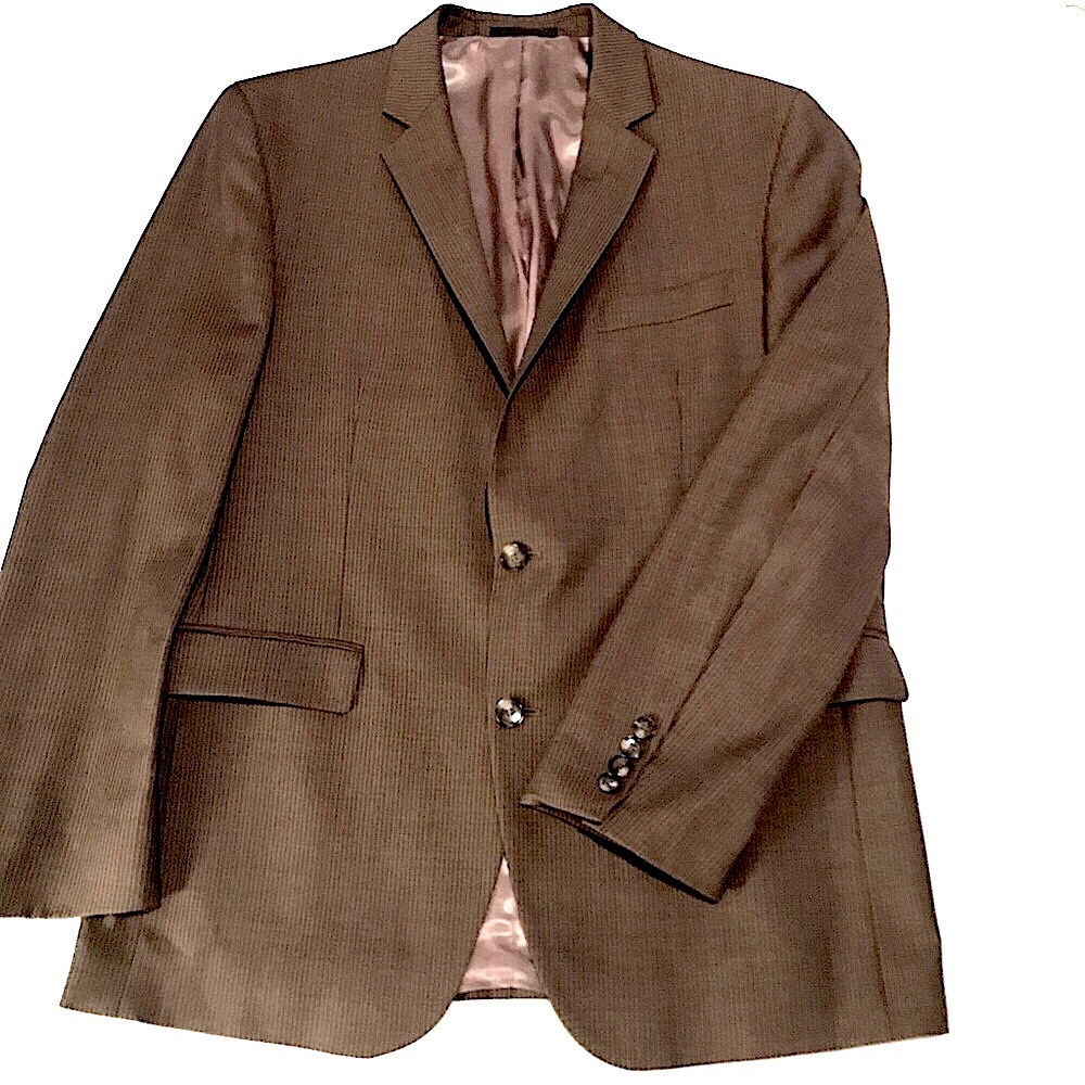 Kenneth Cole Wool Pinstripe Blazer Two Button Brown Men's Size 42R